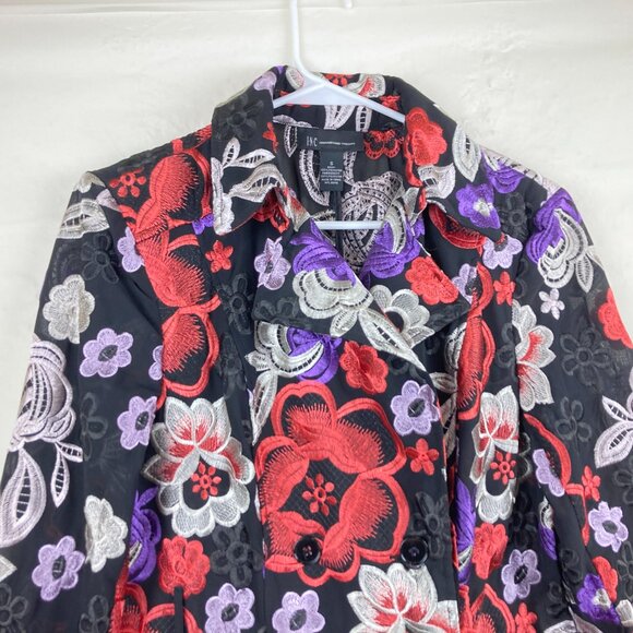Inc International Concept Sz S Semi Sheer Floral Embroidered Blazer Jacket - Picture 2 of 7